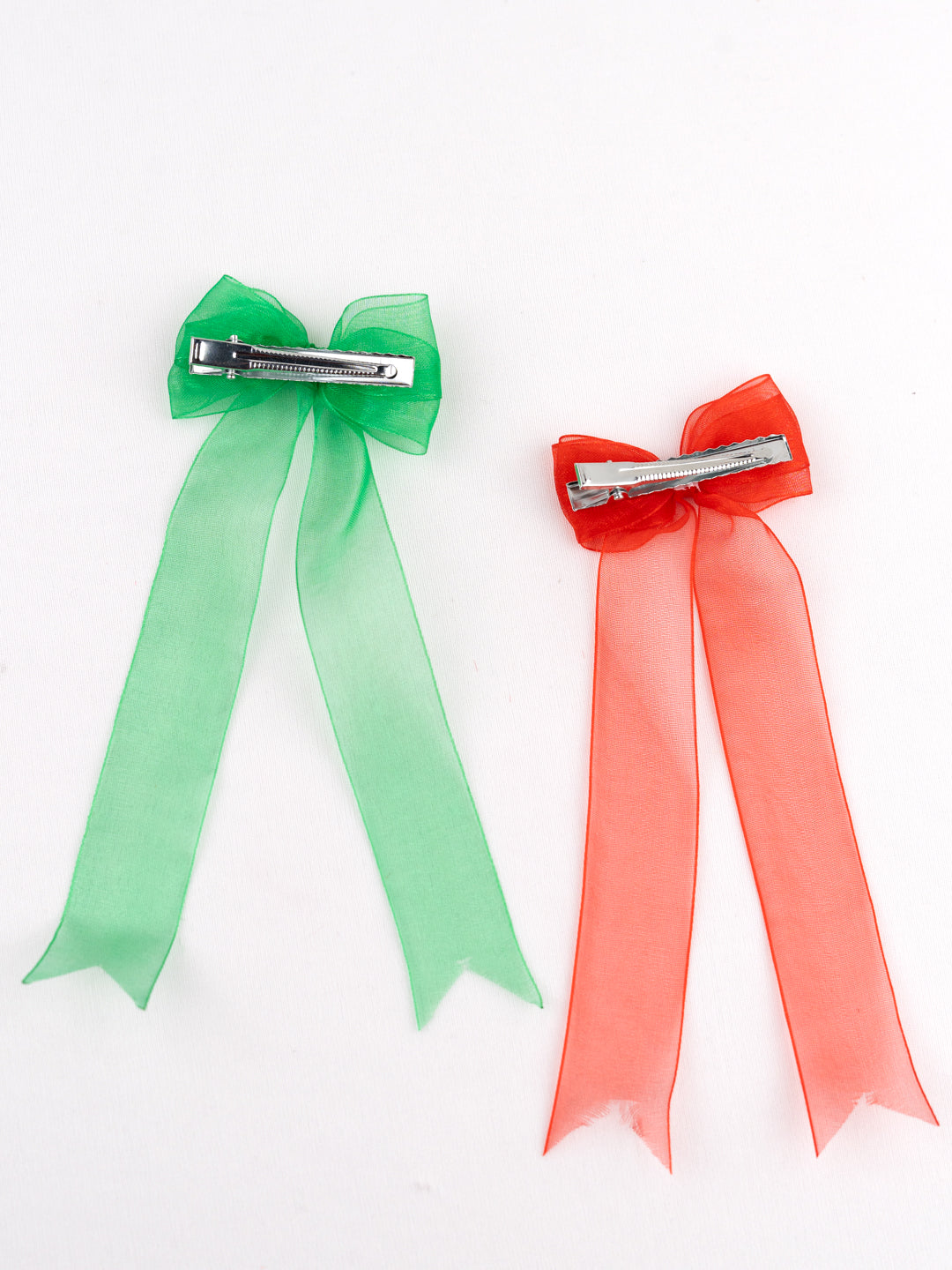 Christmas Special Combo of Red and Green Organza Hair Bows for Girls [ABW108]