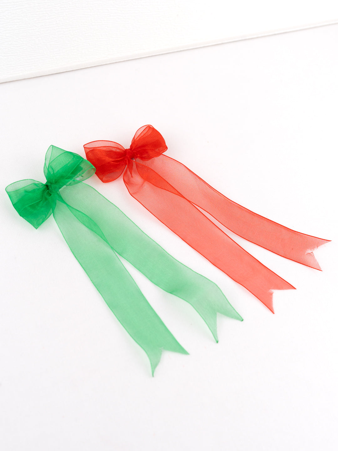 Christmas Special Combo of Red and Green Organza Hair Bows for Girls [ABW108]