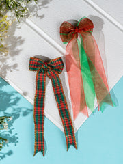 Christmas Special Combo of Organza and Printed Hair Bows for Girls ABW109]