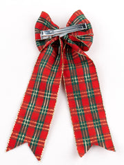 Christmas Special Red Green Checkered Pigtail Hair Bow for Girls [ABW110]