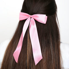 Satin Silk Long Tail BRIDE TRIBE Hair Bow | Wedding Printed Bows | Bridesmaid Bows