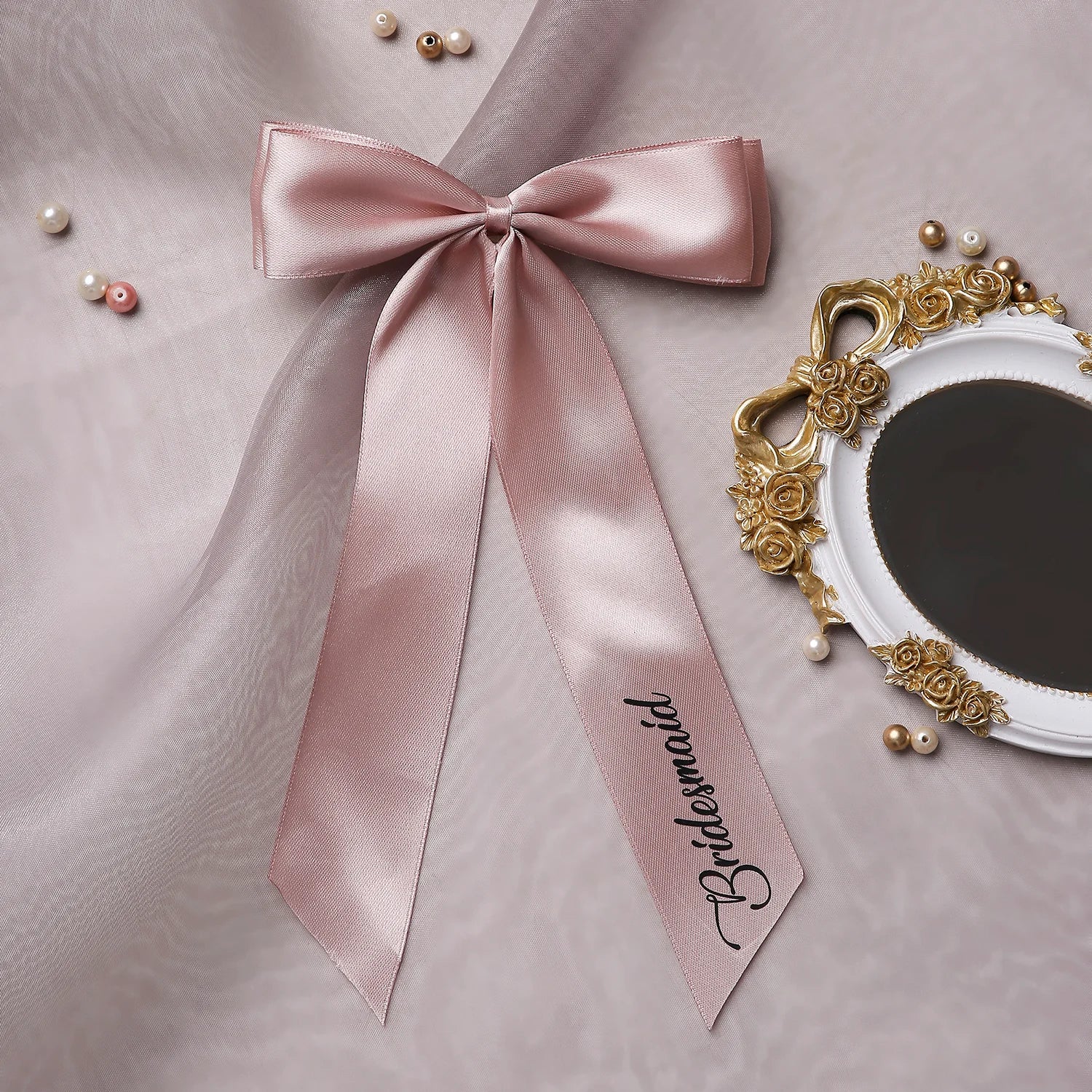 Satin Silk Long Tail BRIDESMAID Hair Bow | Wedding Printed Bows | Bridesmaid Bows