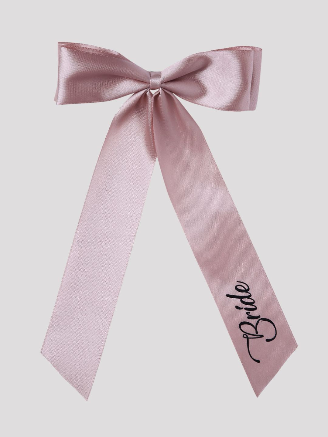 Arendelle Personalized Satin Silk Long Tail Printed Bride Hair Bow In Rose Pink| Wedding Printed Bows | Bridal Bows [ABW117--B]