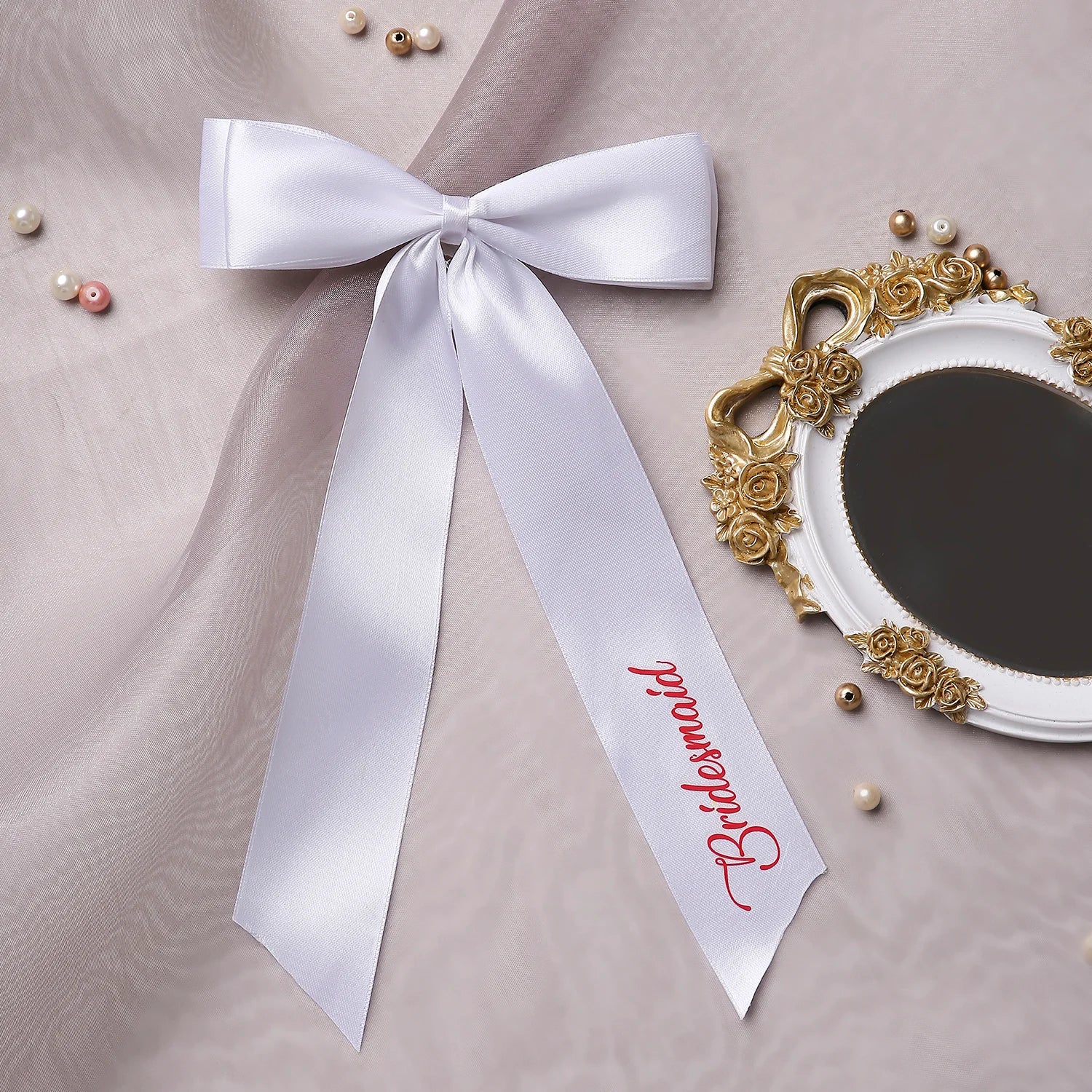 Satin Silk Long Tail BRIDESMAID Hair Bow | Wedding Printed Bows | Bridesmaid Bows