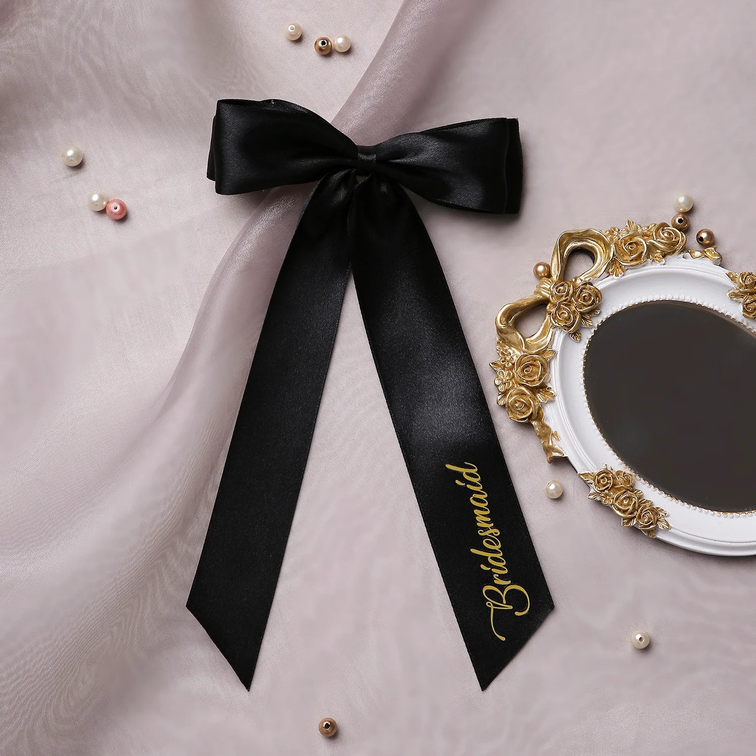 Satin Silk Long Tail BRIDESMAID Hair Bow | Wedding Printed Bows | Bridesmaid Bows