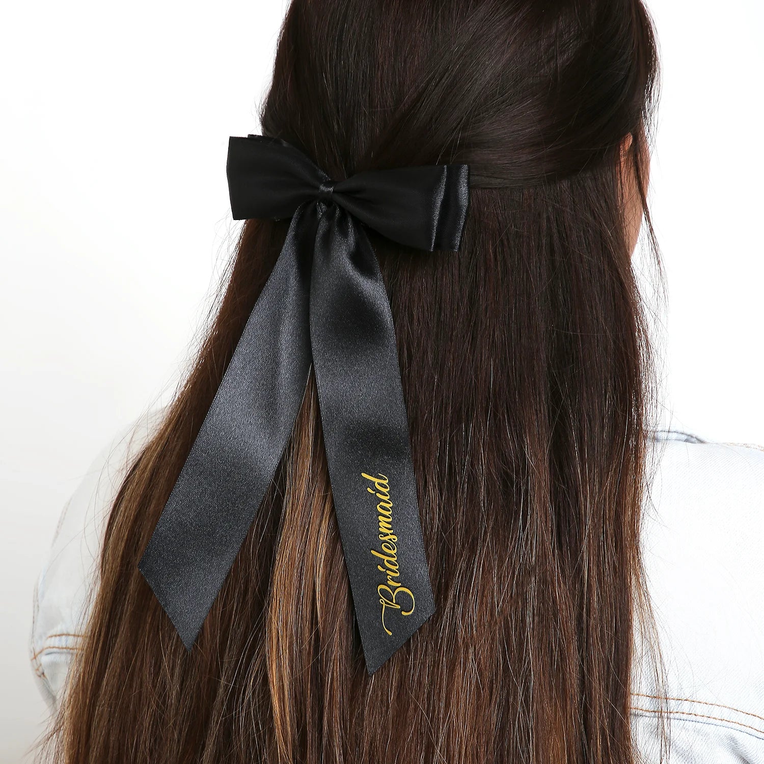 Satin Silk Long Tail BRIDESMAID Hair Bow | Wedding Printed Bows | Bridesmaid Bows