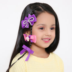 Combo of Three Hair Bows in Pink & Purple For Girls [ABW131]