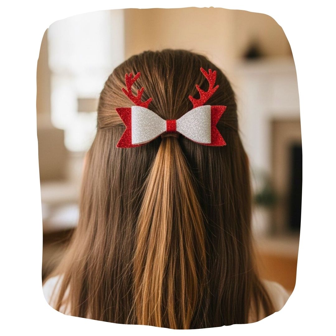 Festive Glitter Hair Bow Christmas Collection for Girls