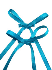 Neon Ribbon Bow Hair Clips for Girls – Pack of 2 Long Tail Grosgrain Barrette Hair Accessories