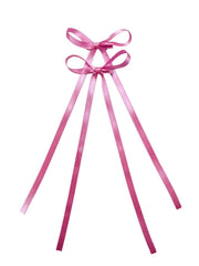 Satin Ribbon Bow Hair Clips for Girls – Pack of 2 Long Tail Bow Barrette Hair Accessories for Kids & Women