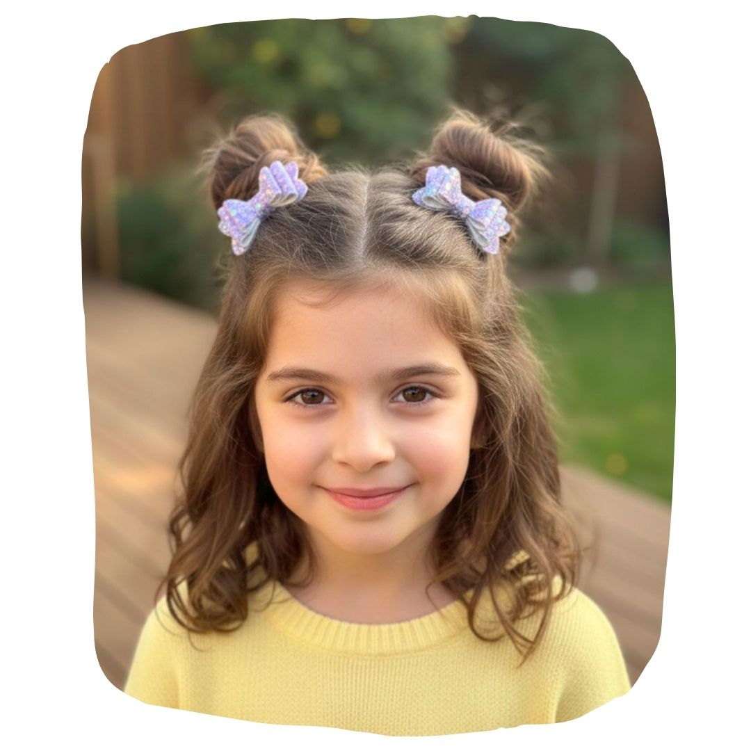 Glitter Bow Hair Clips for Girls – Pack of 2 Sparkly Mini Bow Hair Accessories for Kids & Toddlers