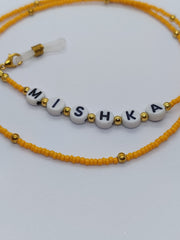 Arendelle Orange Beaded Personalized Name & Smiley Beads Engraved Sunglass Chain For Girls/Women [AEC010]