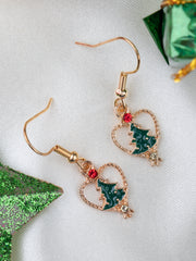 Christmas Special Gold Heart and Tree Drop Earrings [AER122]