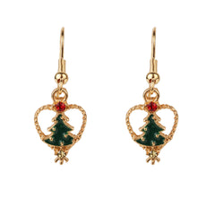 Christmas Special Gold Heart and Tree Drop Earrings [AER122]