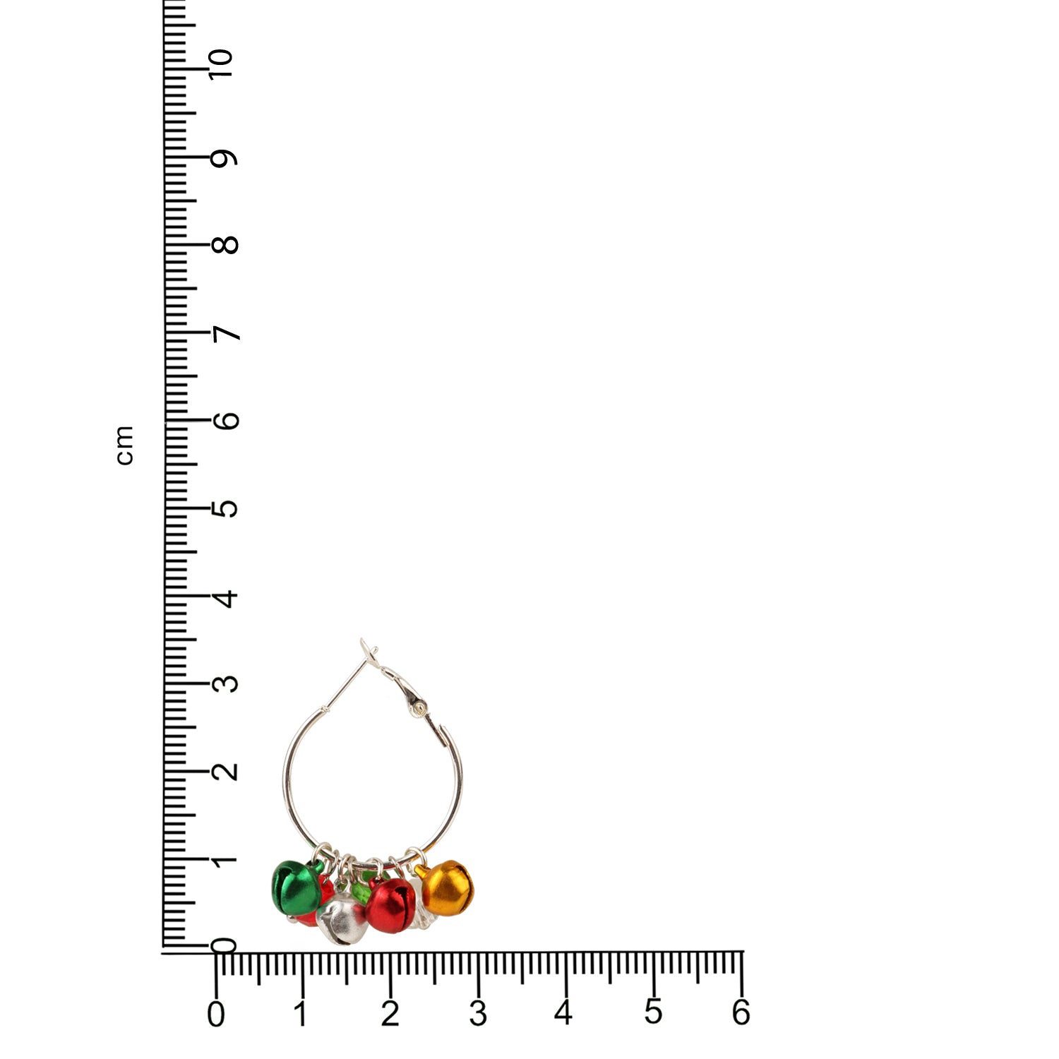 Christmas Special Silver Hoop and Colourful Bell Drop Earrings [AER123]