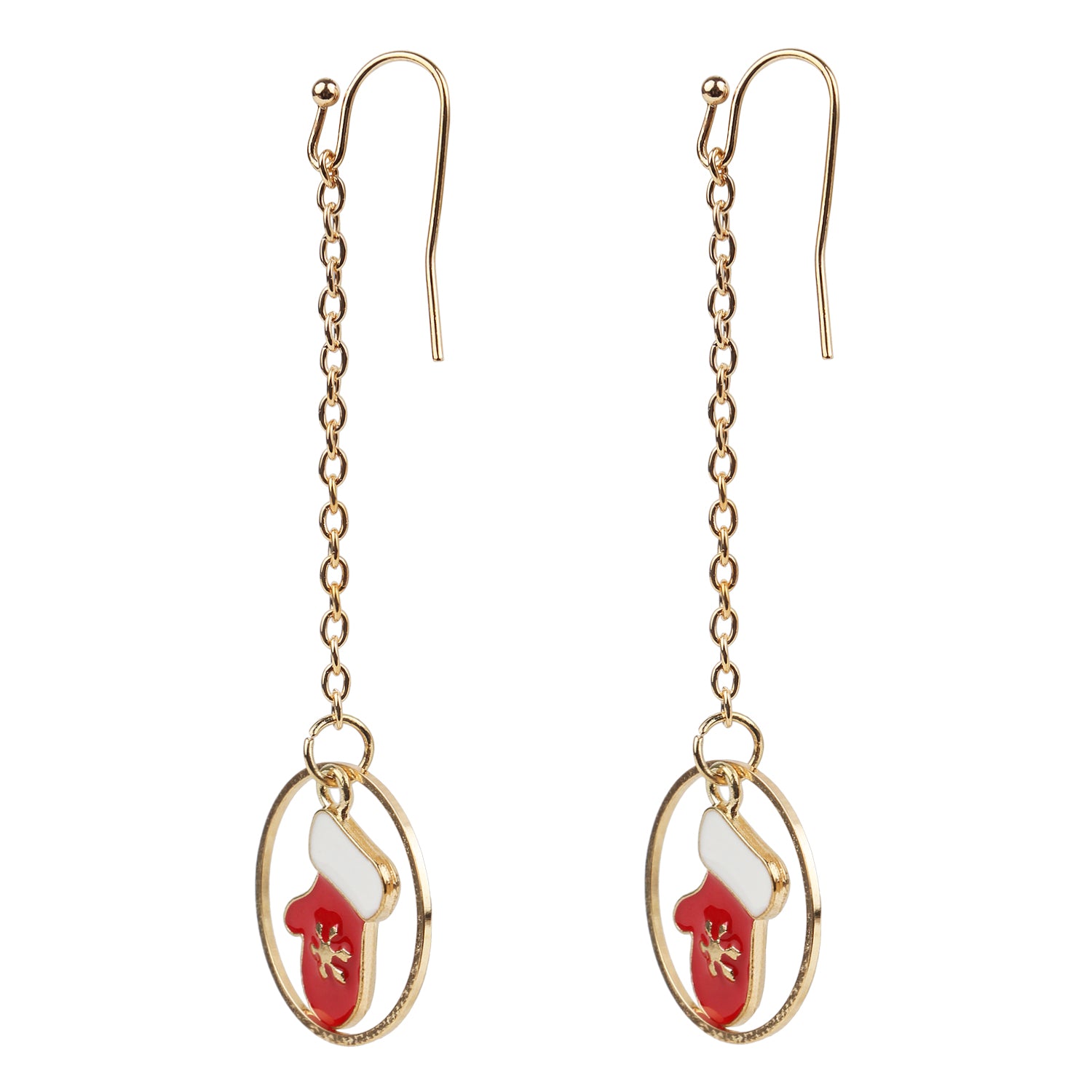 Christmas Special Red Gloves with Snowflakes Drop Earrings [AER124]