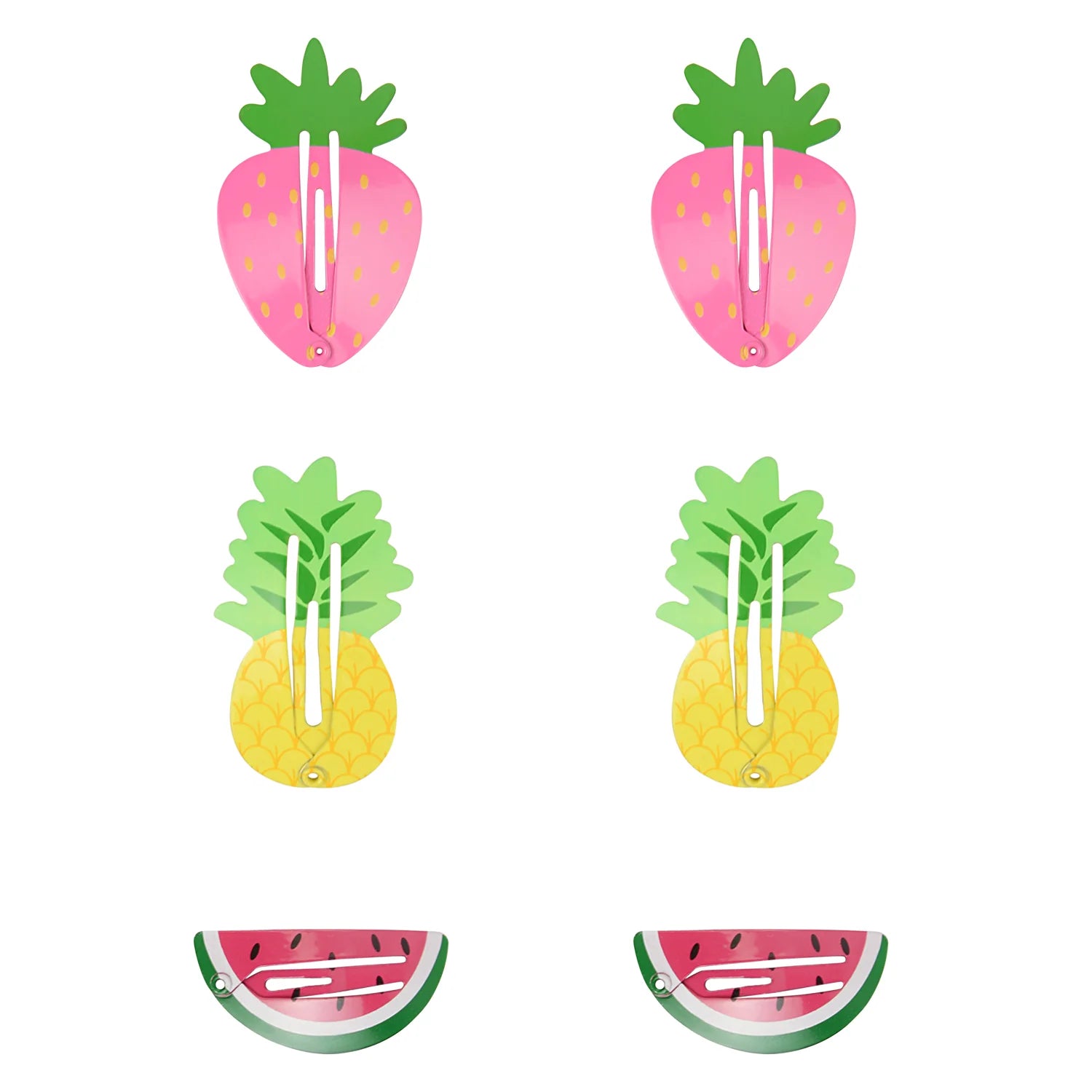 Watermelon, Strawberry & Pineapple Hair Pins – Set of 3 Pairs [AHA013]
