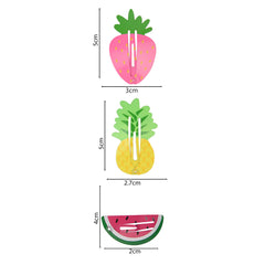 Watermelon, Strawberry & Pineapple Hair Pins – Set of 3 Pairs [AHA013]