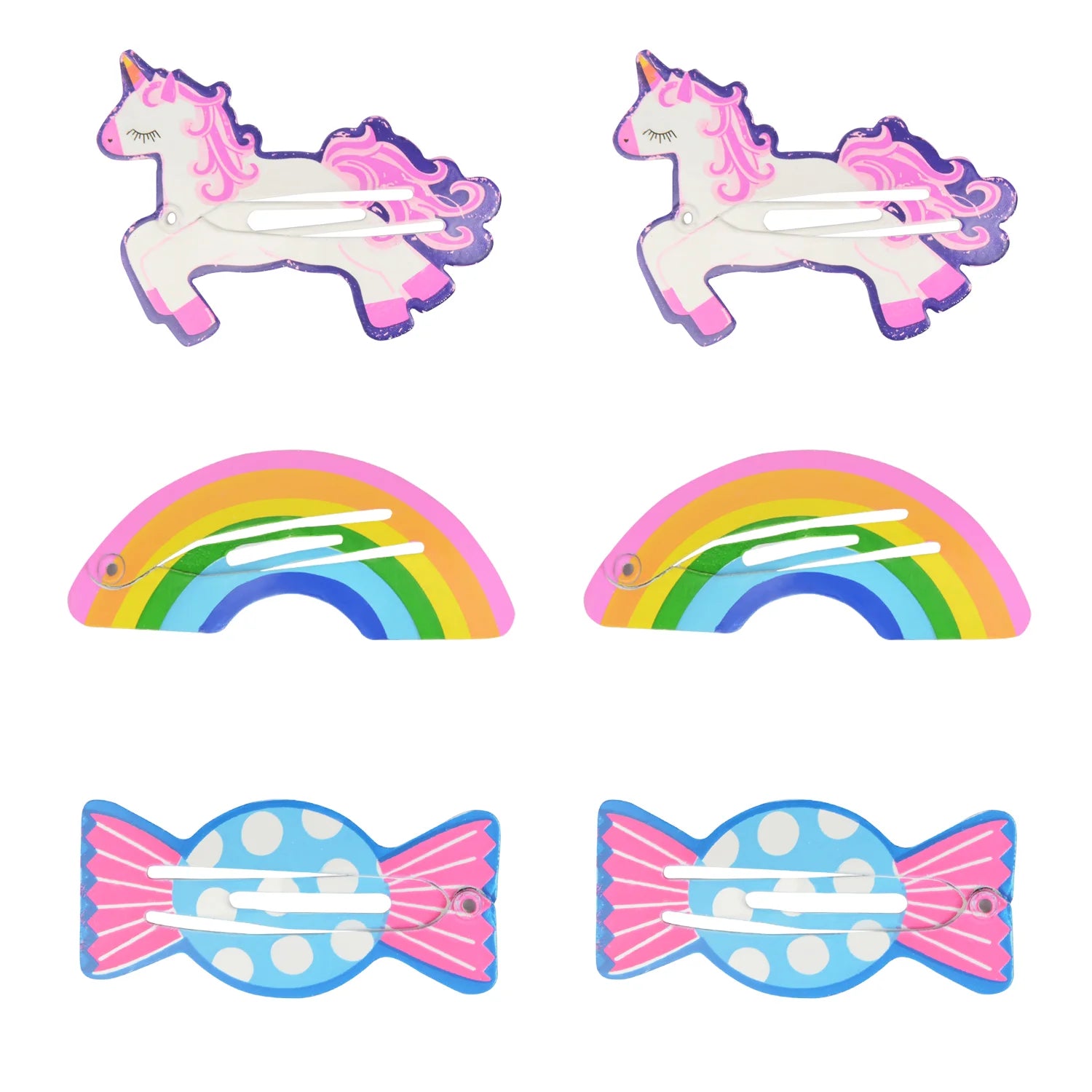 Unicorn, Rainbow & Candy Hair Pins – Set of 3 Pairs [AHA015]