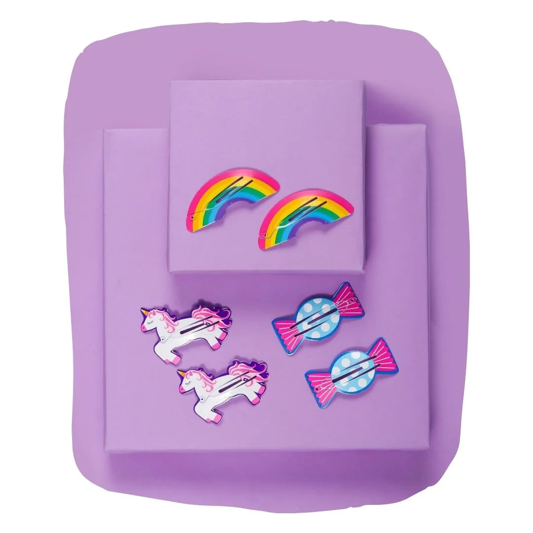 Unicorn, Rainbow & Candy Hair Pins – Set of 3 Pairs [AHA015]