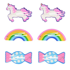 Unicorn, Rainbow & Candy Hair Pins – Set of 3 Pairs [AHA015]