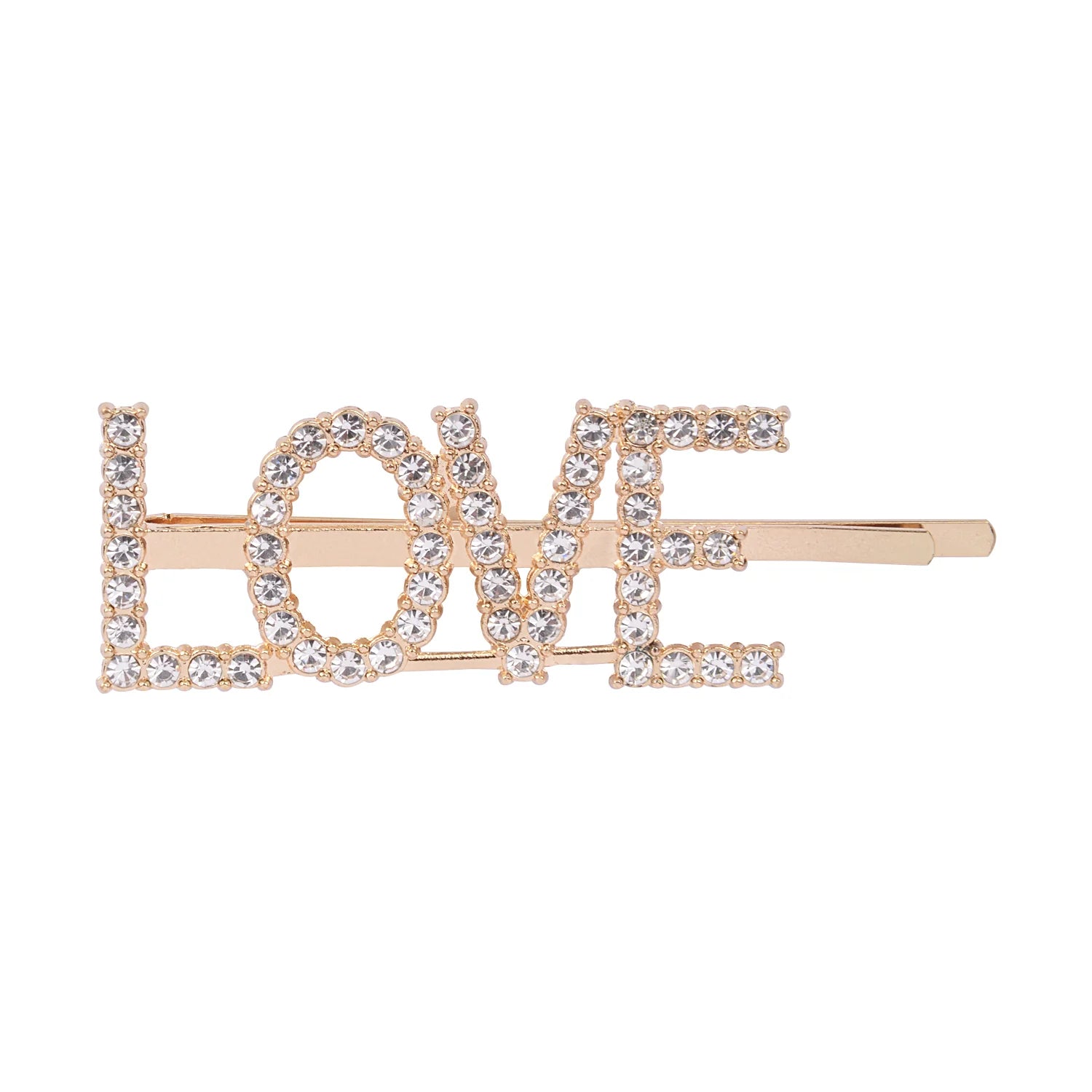 Gold Glitter "LOVE" Hairpin – Metal Clip [AHA049]