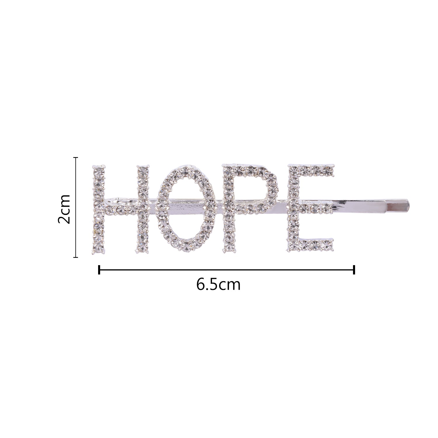 Silver Glitter "HOPE" Hairpin – Metal Clip [AHA055]