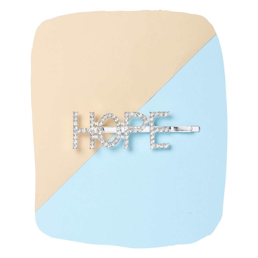 Silver Glitter "HOPE" Hairpin – Metal Clip [AHA055]