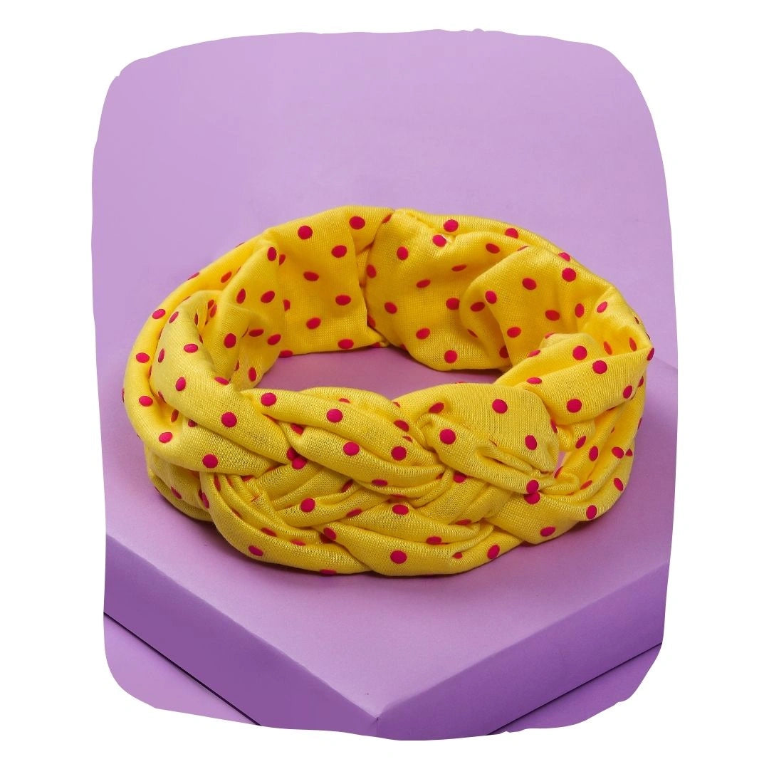 Yellow Twisted Design Baby Headband – Soft & Stretchable [AHA074]