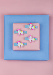 Set of 4 Unicorn Charm Hair Clips for Young Girls [AHA078]