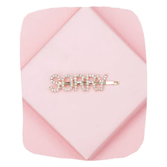 Gold Glitter "SORRY" Hairpin – Statement Clip [AHA098]