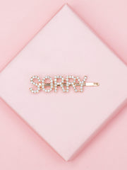 Gold Glitter "SORRY" Hairpin – Statement Clip [AHA098]