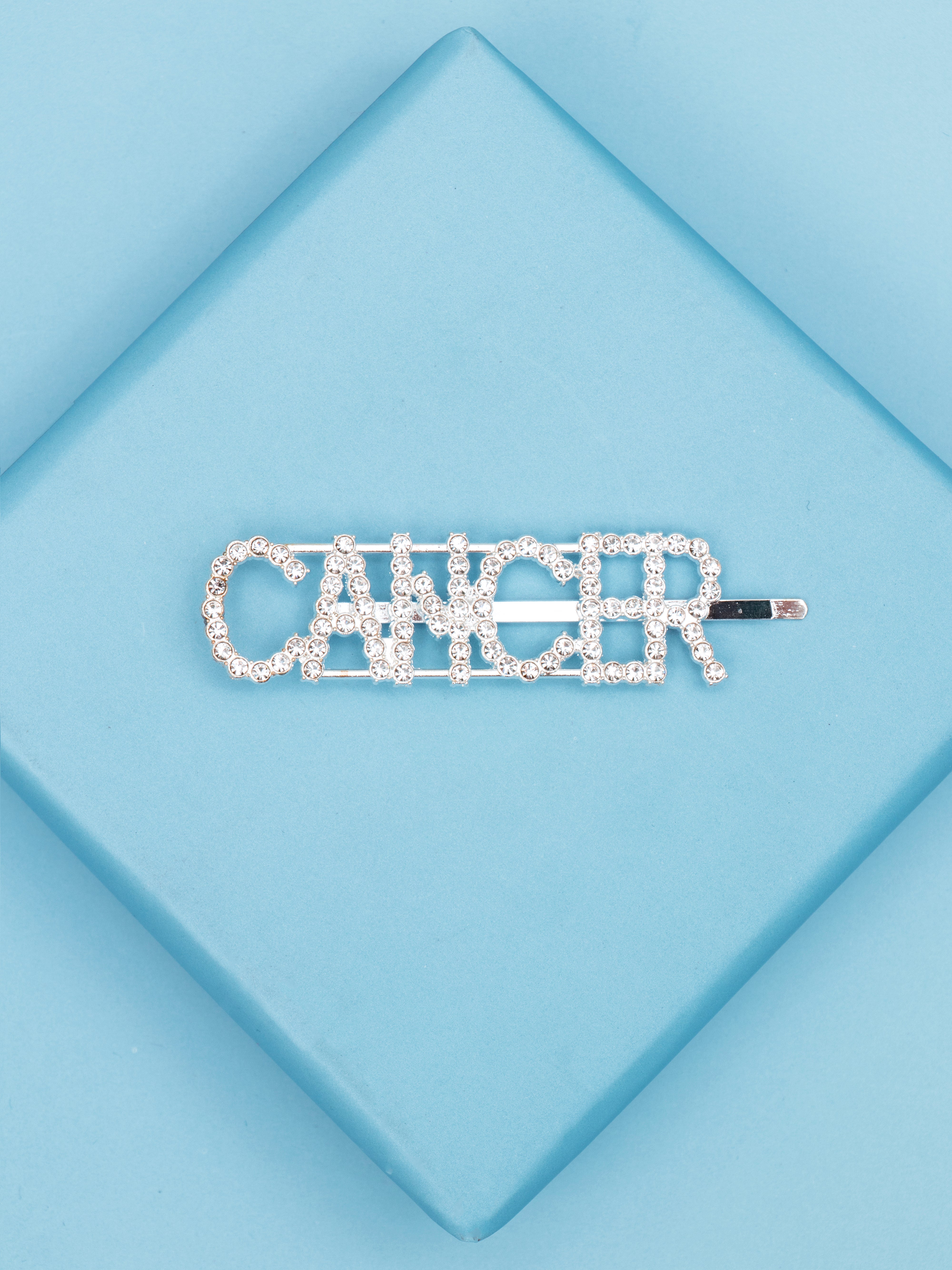 Silver Glitter "CANCER" Hairpin – Zodiac Clip [AHA101]