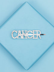 Silver Glitter "CANCER" Hairpin – Zodiac Clip [AHA101]