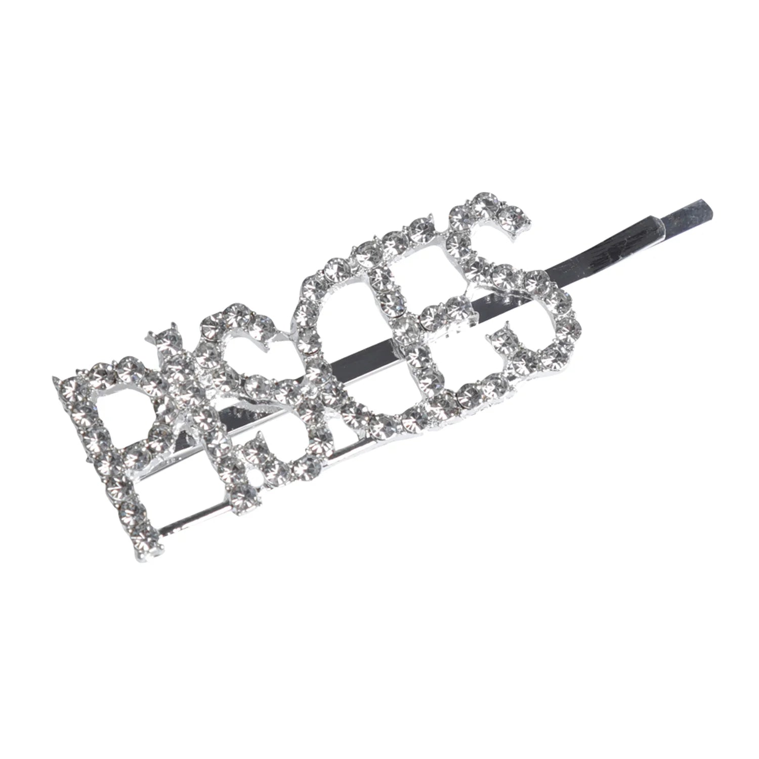 Silver Glitter "PISCES" Hairpin – Zodiac Clip [AHA102]