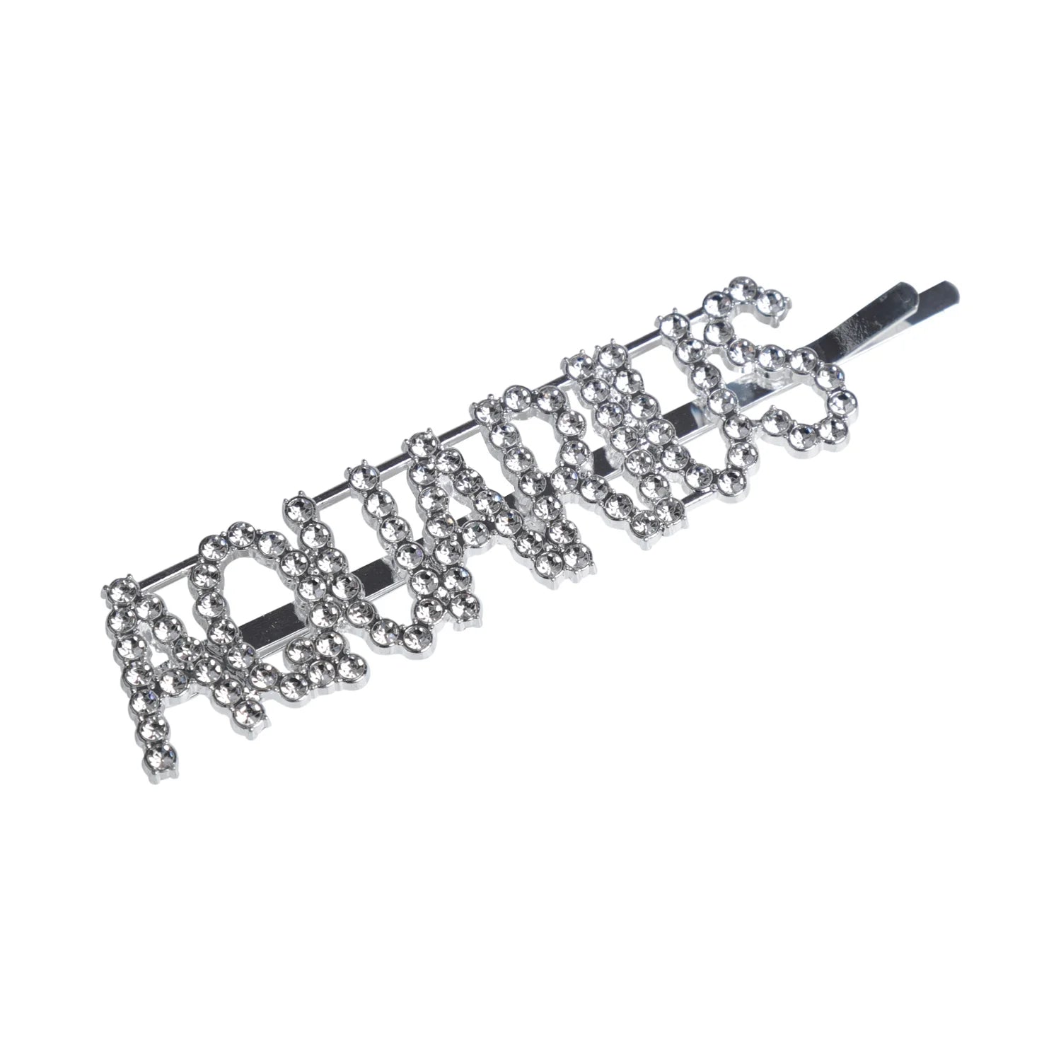 Silver Glitter "AQUARIUS" Hairpin – Zodiac Clip [AHA103]