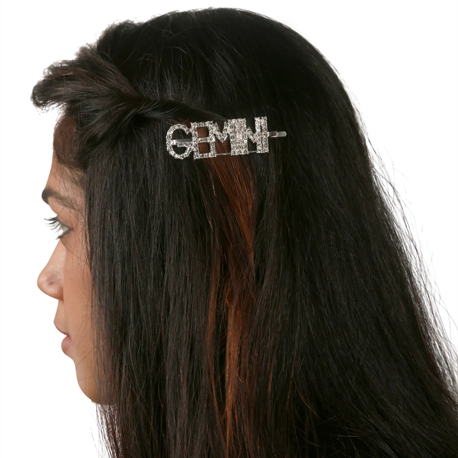 Silver Glitter "GEMINI" Hairpin – Zodiac Clip [AHA104]