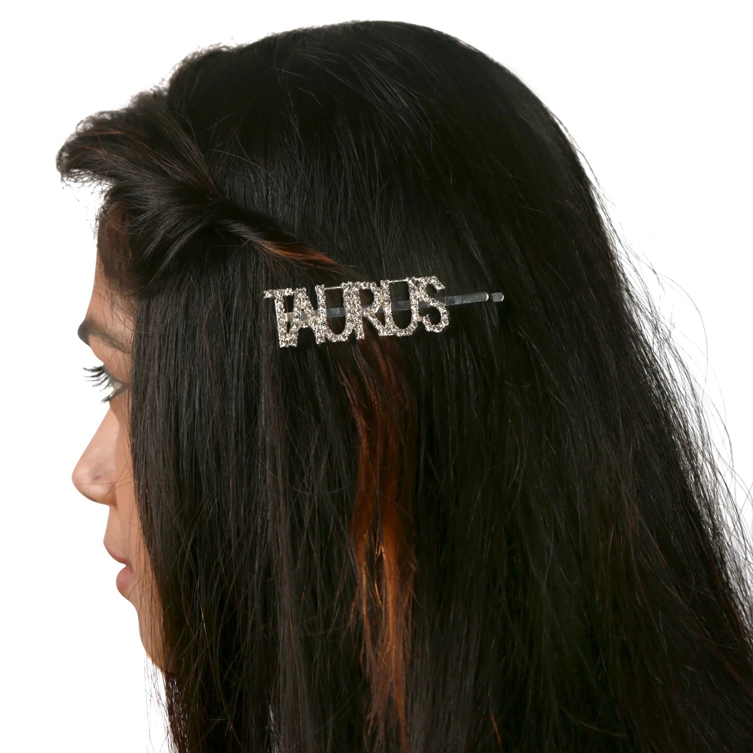 Silver Glitter "TAURUS" Hairpin – Zodiac Clip [AHA106]