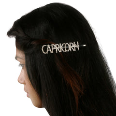 Silver Glitter "CAPRICORN" Hairpin – Zodiac Clip [AHA107]