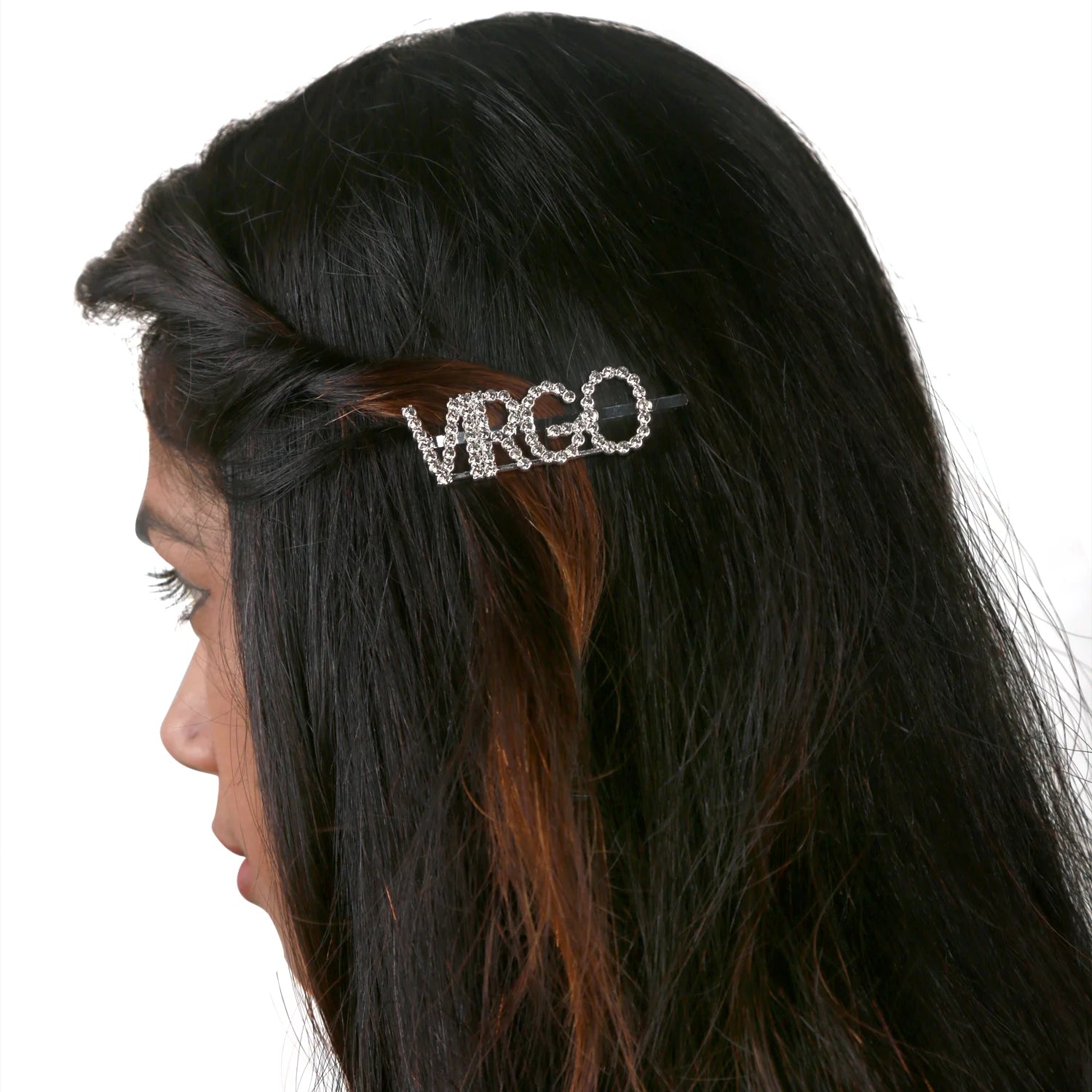 Silver Glitter "VIRGO" Hairpin – Zodiac Clip [AHA108]