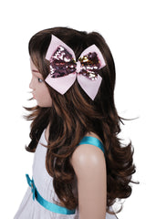 Baby Pink with Shiny Sequin Hair Bow [AHA118]