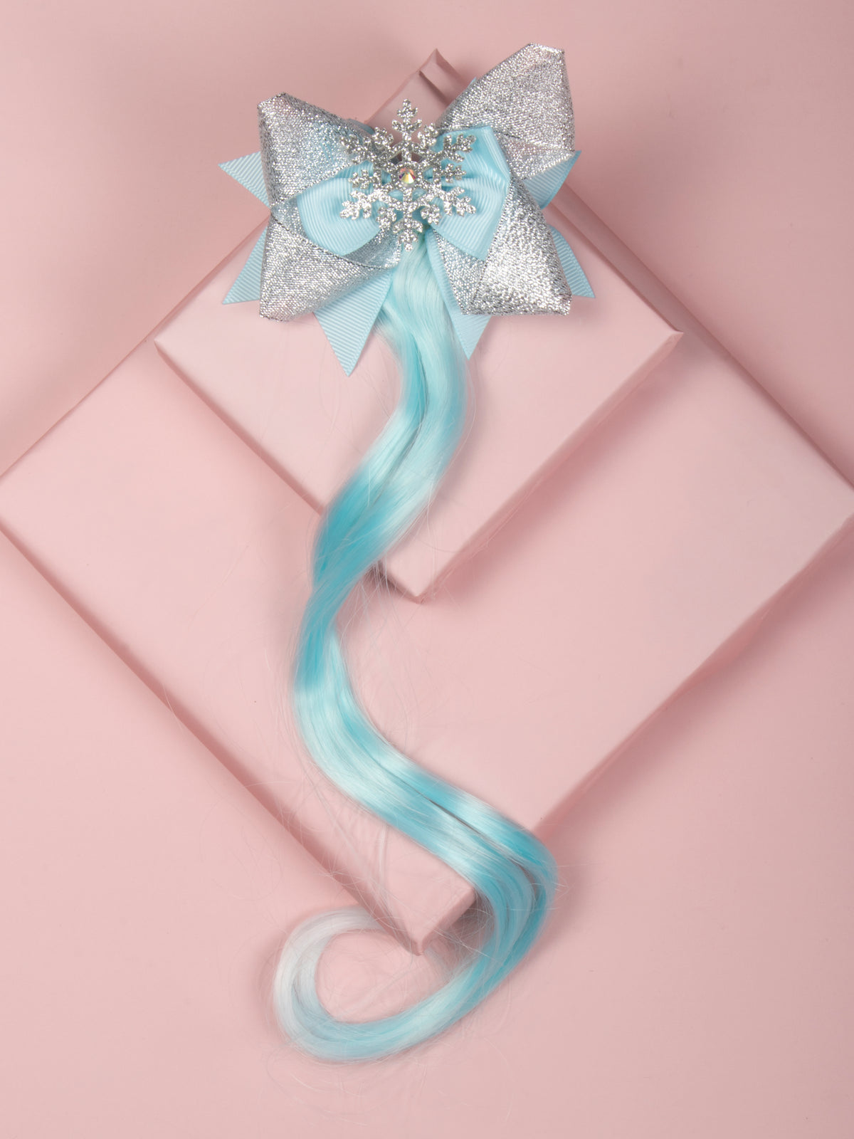 Ice Blue Star Hair Bow with Snowflake Hair Extensions [AHA120]