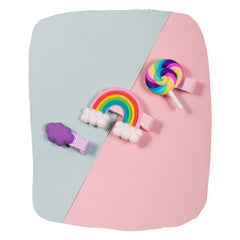 Set of 3 Colourful Candy Rainbow Hair Clips [AHA156]