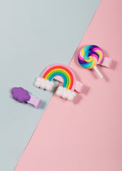 Set of 3 Colourful Candy Rainbow Hair Clips [AHA156]