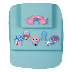 Set of 6 Blue Glitter Rainbow and Candy Hair Clips [AHA160]