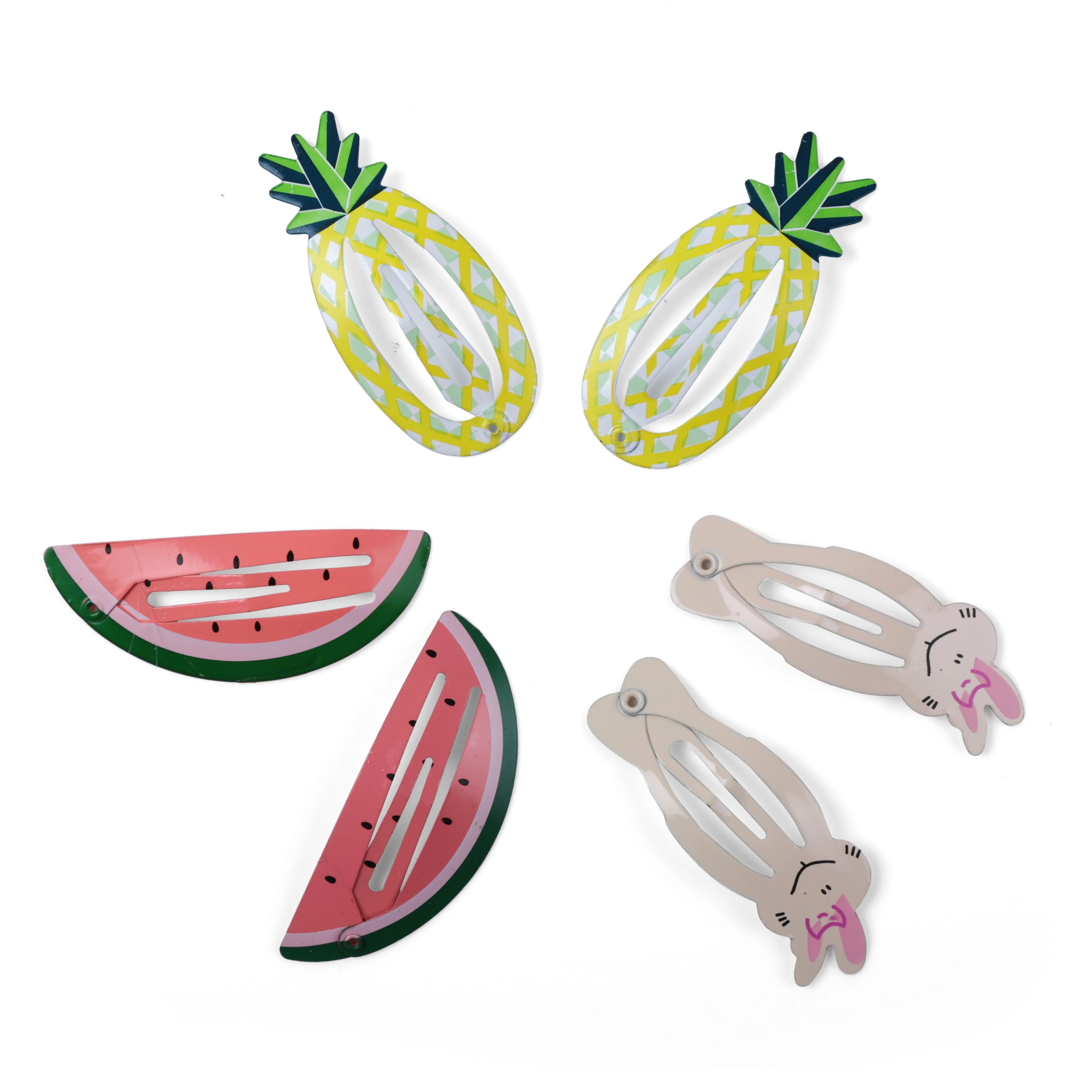 Kitty, Pineapple & Watermelon Hair Pins – Set of 3 Pairs [AHA164]
