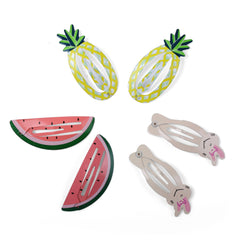 Kitty, Pineapple & Watermelon Hair Pins – Set of 3 Pairs [AHA164]