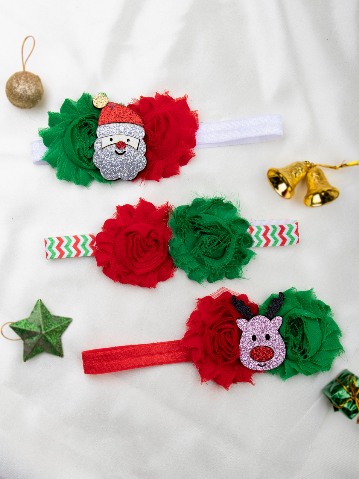 Christmas Special Pack of 3 Fabric Stretch Santa and Reindeer Headband for [AHA194]