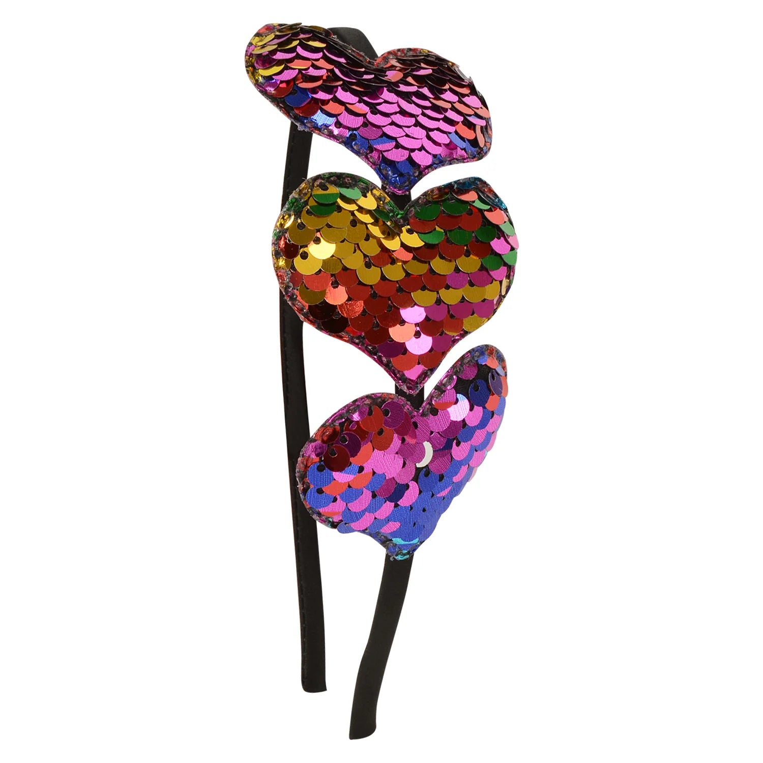 Multi-Color Triple Heart Sequin Hairband [AHA211]