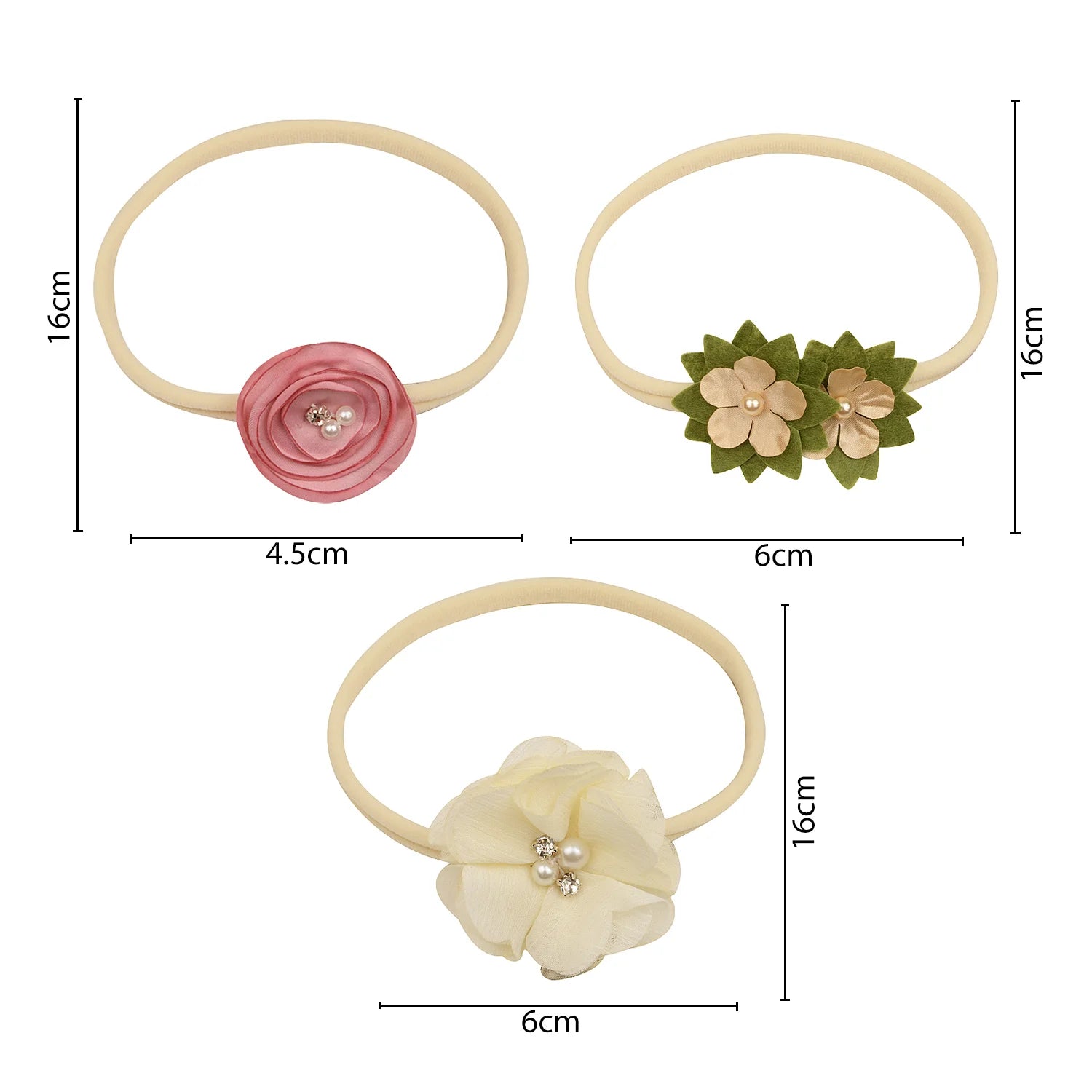 Set of 3 Cotton Stretch Baby Headbands – Soft & Comfortable [AHA229]